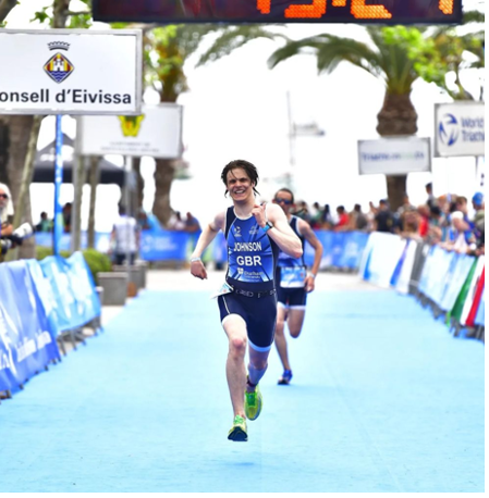 James Johnson crossing the finishing line