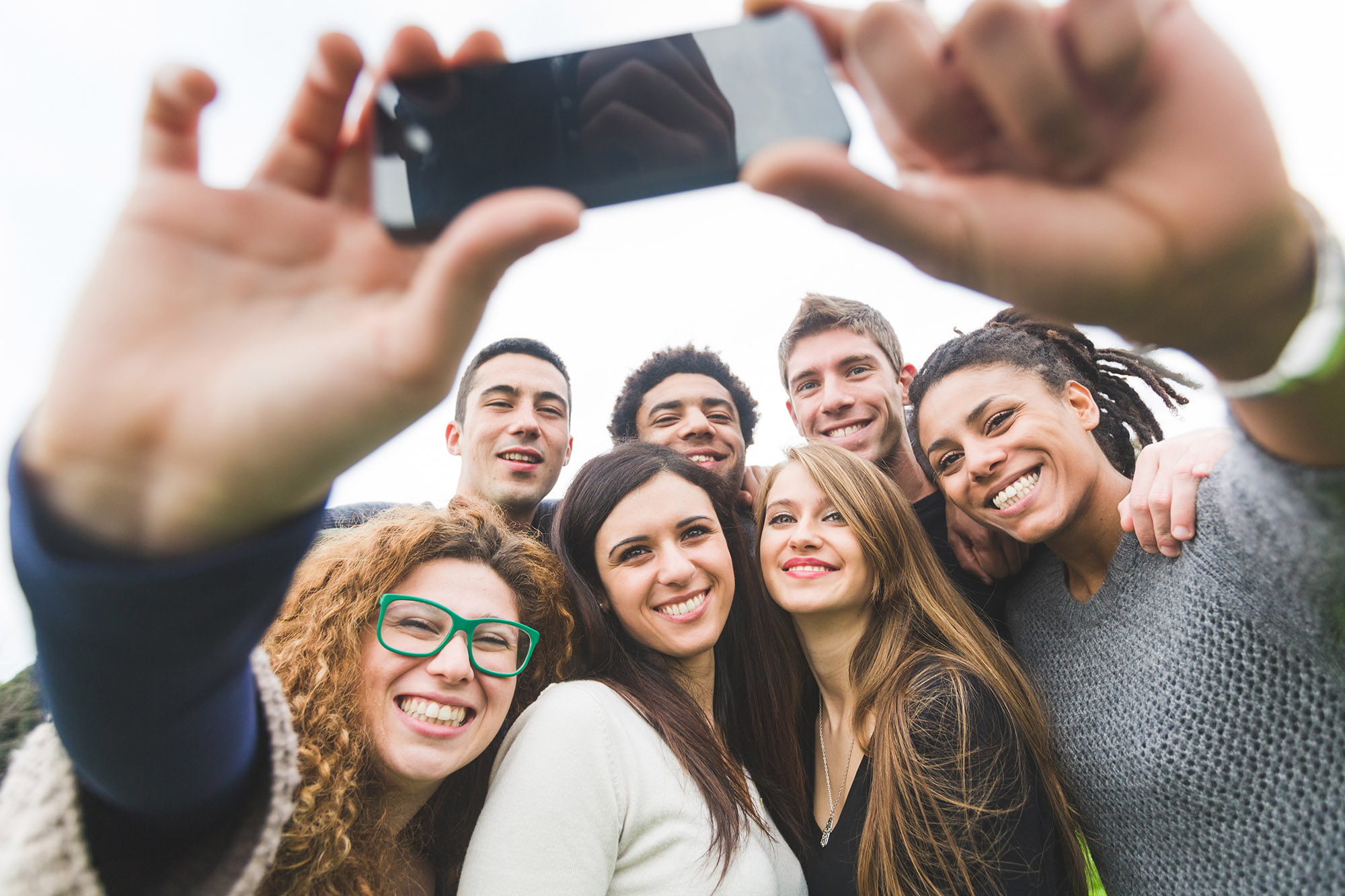 Several people taking a selfie