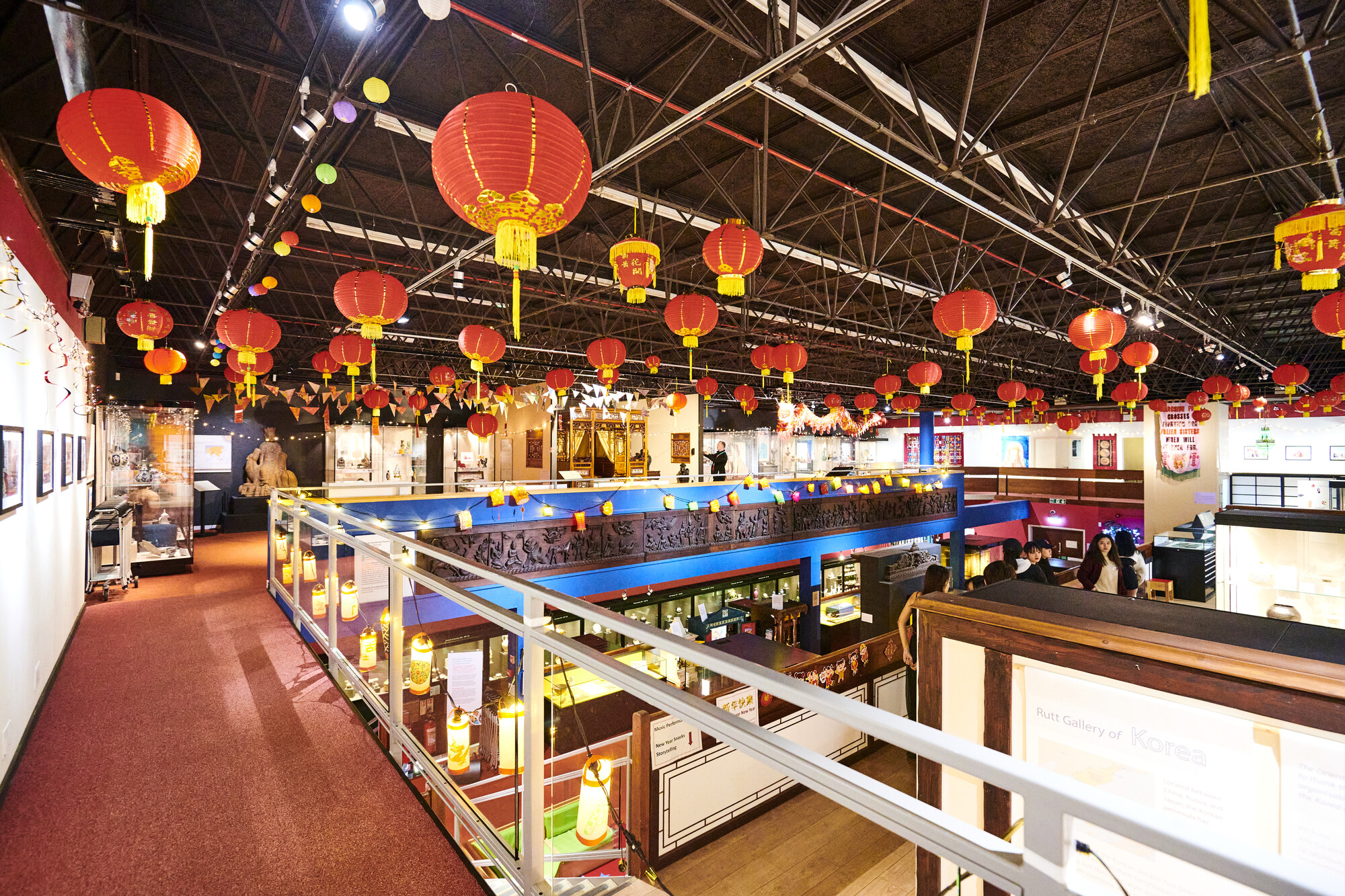 Lunar New Year 2023 celebration at the Oriental Museum, showing red lanterns with gold tassels