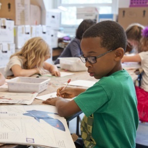 Children at school working in a classroom